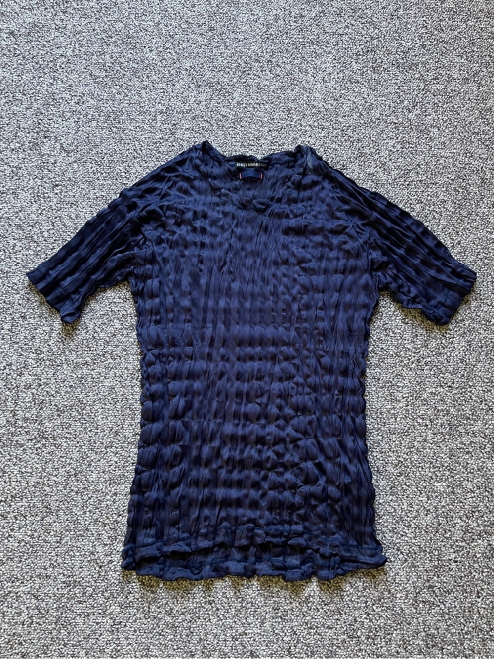 Issey Miyake Homme Japan Men’s Navy Shibori Pleated Top Shirt Sz 1